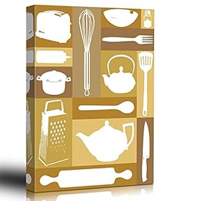 Home Art - Kitchen - Patchwork Design - Culinary Design - Joy of Baking - Art Deco Modern Design Graphic - Canvas Art Home Art - 12x18 inches