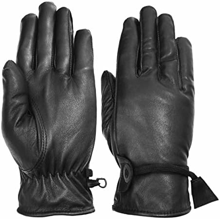 Vance Leathers Women's Premium Lined Motorcycle Riding Gloves - Black - L