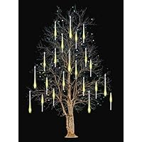 FYYZY Meteor Shower Rain Lights Christmas LED Decoration Falling Drop String Light Icicle 10 Tube (Warm White, 40cm)