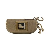 OneTigris Eyeglasses Hard Case Tactical Molle Zipper Sunglasses Carrying Case 1000D Nylon with Clip (Coyote Brown)