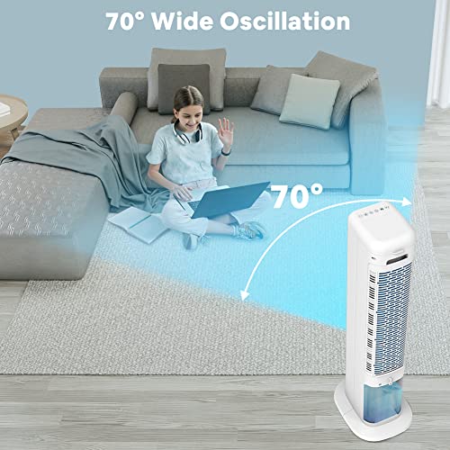 Evaporative Air Cooler 3 IN 1, LifePlus Tower Cooling Fan with Top