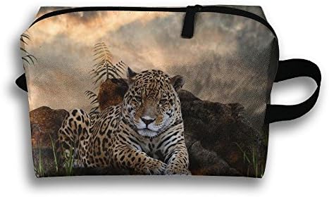 SHOUNABAG Animal Forest Jaguar Resting Rock Travel Cosmetic Bags Small Makeup Clutch Pouch Cosmetic And Toiletries Organizer Bag