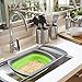 Kitchen Collapsible Colander,Colander Collapsible Silicone,Colander Strainer Over The Sink Vegetable, Fruit Colanders Strainers With Extendable Handles, Folding Strainer for Kitchen (6 Quart, green)