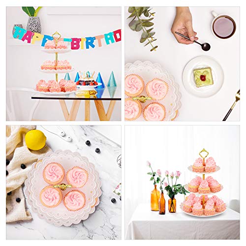 image for NWK 3-Tier Cupcake Stand Plastic Dessert Tower Serving Tray for Weddin