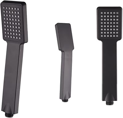 Hairstore Black Square High Pressure Shower Head Handheld Rainfall Water Saving