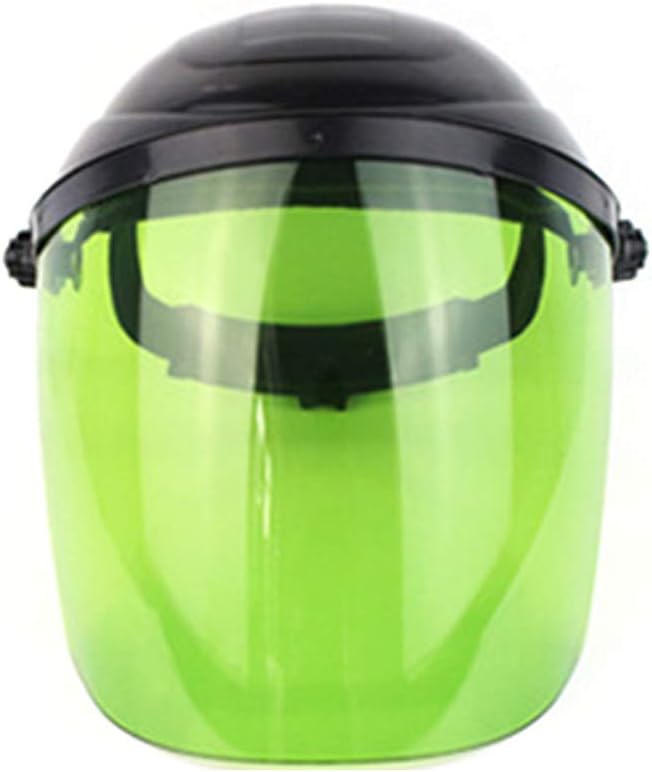 GwUzsfu Protective Full Face Cover Visor Shield, Flame Cutting Grinding Fog Dust Proof Face Shield Black with Light Green Lens