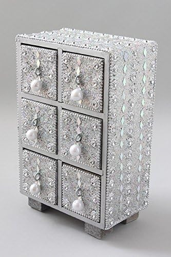 Amazon Co Jp 小物入れ 引き出し インド 可愛い グリッターデコ6引き出し シルバー ホーム キッチン