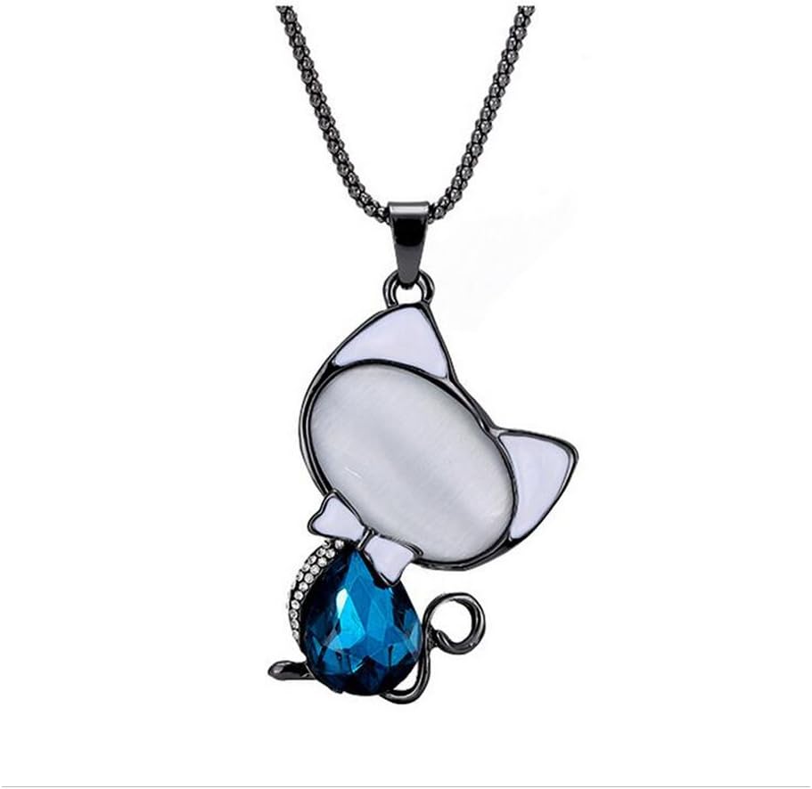 Yuriao Jewelry Fashion Exquisite Elegant Crystal Cat Statement Necklace
