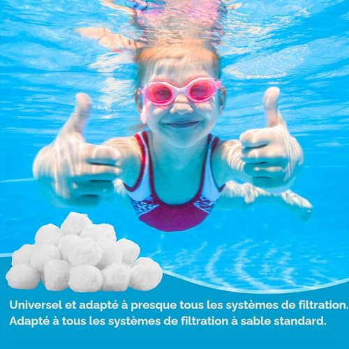 DUBUOZA Filter Balls, 1300 g Reusable Pool Filter Ball with Laundry Net, Can Replace 45 kg Sand Filtration Aquarium, Pool Filters Accessories