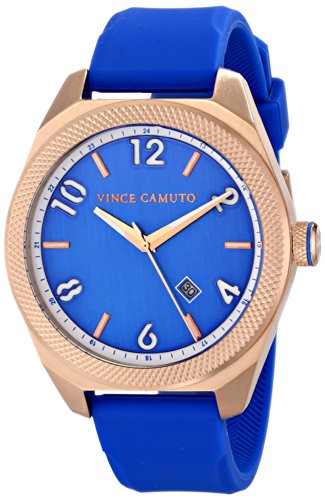 Vince Camuto Men's VC/1051BLRG The Commuter Rose Gold-Tone Blue Silicone Strap Watch