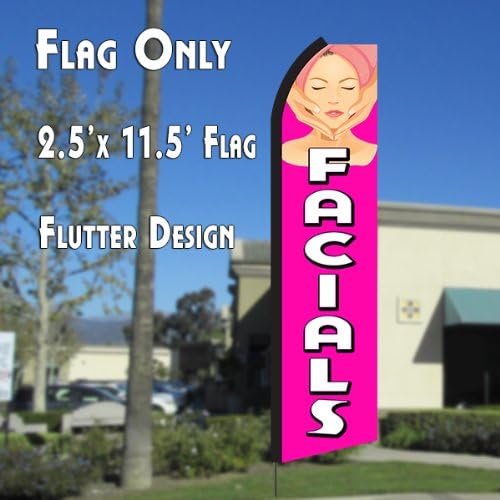 FACIALS (Pink/White) Flutter Polyknit Feather Flag (11.5 x 2.5 feet)