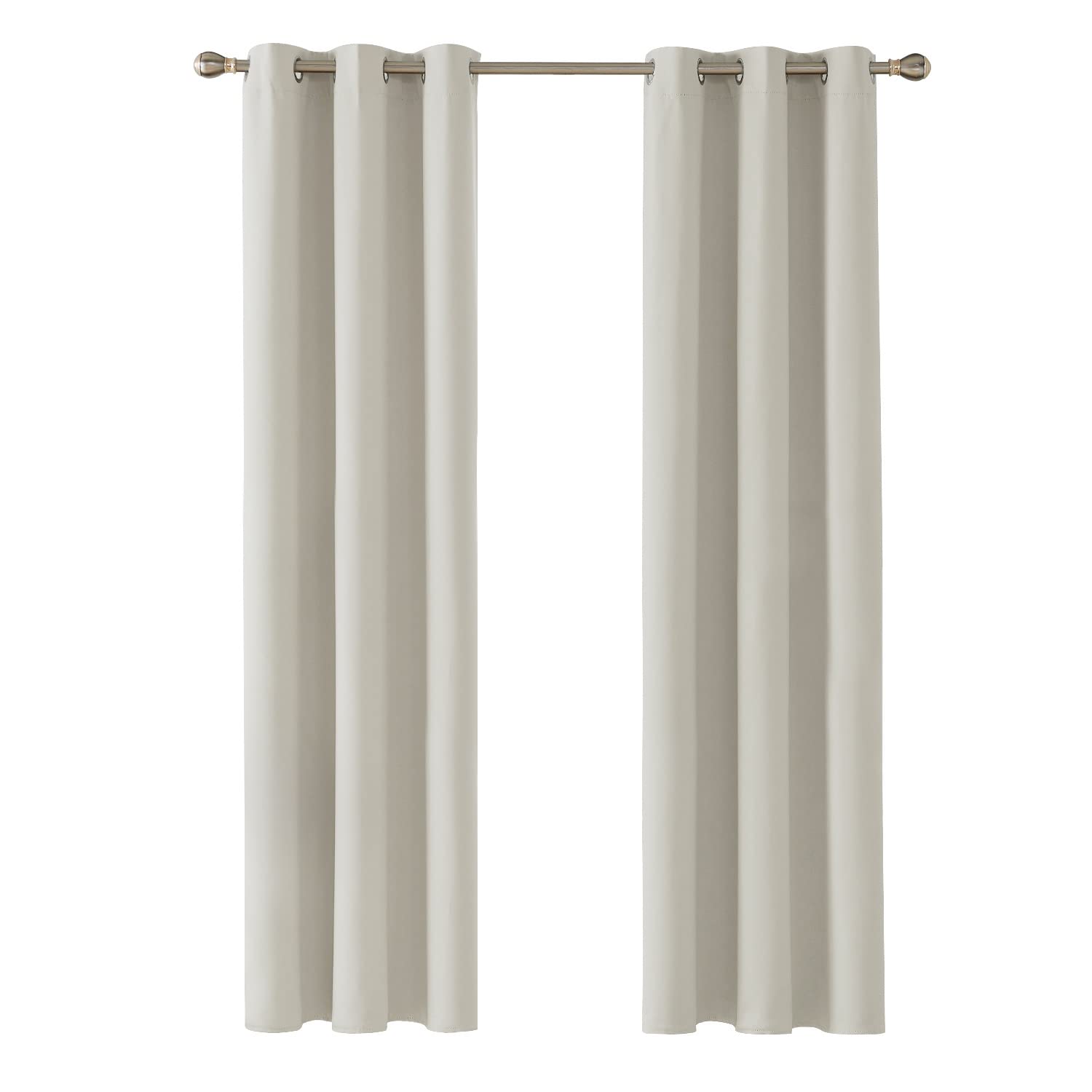 Deconovo Window Treatments Room Darkening Eyelet Curtains Thermal Insualted Energy Saving Curtains for Kids Bedroom Light Beige 42 x 72 Inch 2 Panels