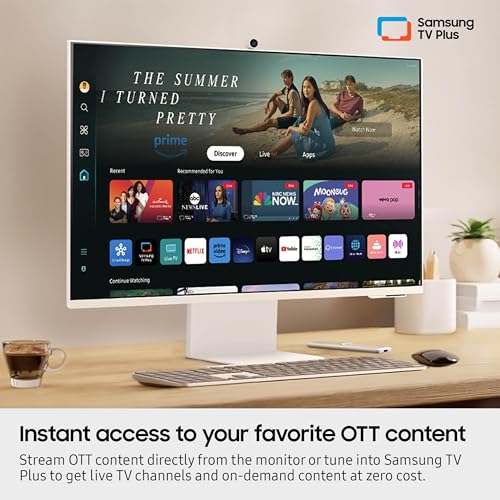 SAMSUNG 32-Inch M8 (M80D) Series 4K UHD Smart Monitor with Streaming TV, Speakers, HDR10+, AI Upscaling, USB-C, Ergonomic Stand, SlimFit Camera, Gaming Hub, LS32DM801UNXZA, 2024