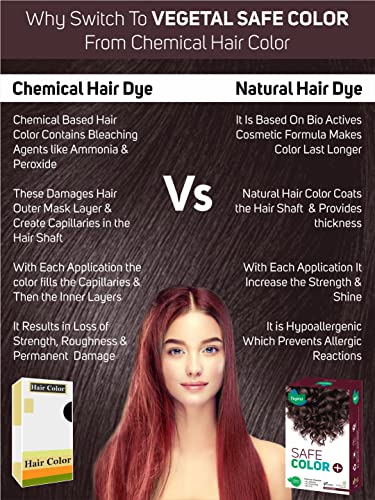 VEGETAL SAFE HAIR COLOR -BURGUNDY 100GM – CERTIFIED ORGANIC CHEMICAL AND ALLERGY FREE BIO NATURAL HAIR COLOR WITH NO AMMONIA FORMULA FOR MEN AND WOMEN