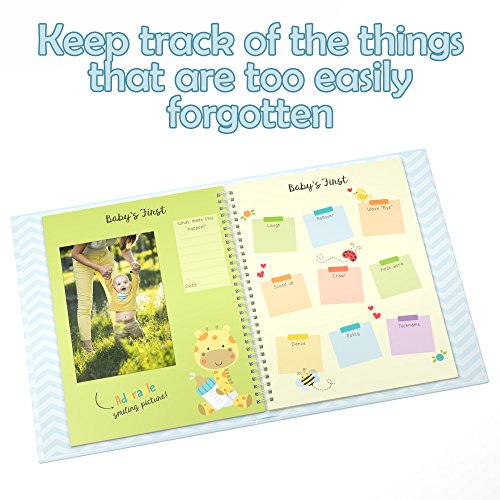 Baby Memory Book for Boys First Five Years, Record Your Child's Development in a Keepsake Journal, Modern Photo Album and Baby Shower Guestbook, 9 x 11.5 Inches