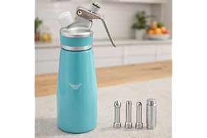 Whipped Cream Dispenser–Double Wall Insulated Aluminum Water Bottle with Stainless Steel 3 Nozzles, Extra-Large Capacity Whip