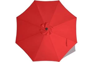ABCCANOPY 9ft Outdoor Umbrella Replacement Top Suit 8 Ribs (Red)