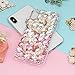 Mavis's Diary iPhone X Case, iPhone Xs Case, Full Edge Protective Plastic Case, 3D Handmade Crystal Clear Bling Pink and White Diamonds Shiny Rhinestone Double Heart Hard PC Cover for iPhone X/Xs