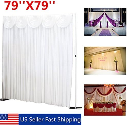 79" x 79" White Background Backdrop Drape Sheer Curtain Swag Wedding Party Stage