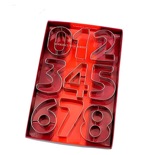 image for Lawei 9 Pieces Large Number Cookie Cutters - Stainless Steel Biscuits 