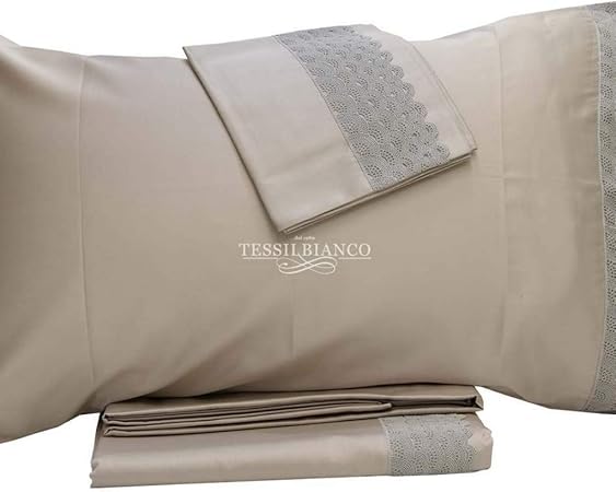 Set Lenzuola Matrimoniali Somma Art Ondine In Puro Raso Di Cotone Pizzo Macrame Amazon It Casa E Cucina