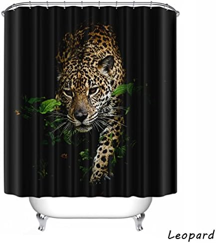 3D Shower Curtain, Waterproof Polyester Animals Pattern Bathroom Shower Curtain(71 x 71 inch) (Leopard)
