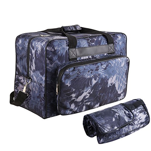 Anfan Floral Sewing Machine Carrying Case Tote Bag Padded Storage Cover Carry Case with Pockets and Handles (Navy Blue) - Thumbnail 7