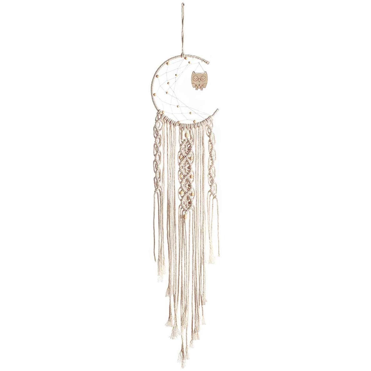 Shiwaki Macrame Dream Catcher Wall Hanging Tapestry Cotton Dreamcatcher Owl Boho Home Decorations Wedding Ornaments Craft Gifts (Owl)
