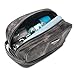 LVLY Toiletry Travel Bag for Men - Large Leather Dopp Kit - Mens Toiletries Bathroom Organizer (Gray)