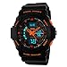 Aposon Mens Dual Time Outdoor Digital Analog Quartz Waterproof Wrist Sport Watch with Electronic LED Display, 3ATM Water Resistant (98ft 30M), Back Light, Alarm, Military 24H Time - Orange