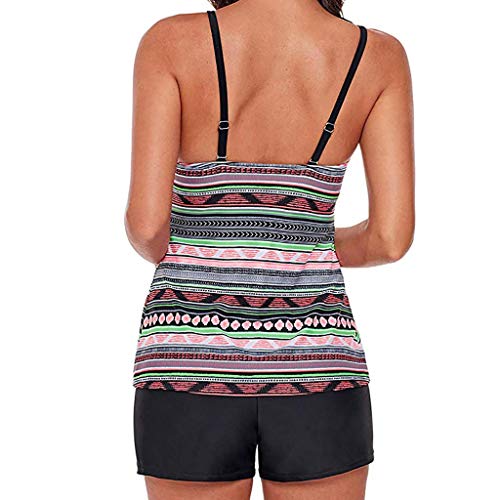 image for Winsummer Bathing Suit Women 2 Piece Tribal Printed Racerback Tankini 