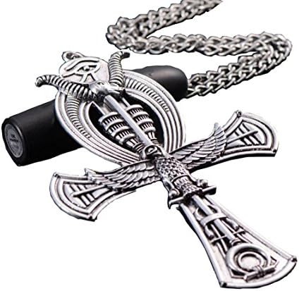 Walking Tree Egyptian Horus Bird Ankh Pendant With 75cm Curb Chain Necklace in Silver-Tone