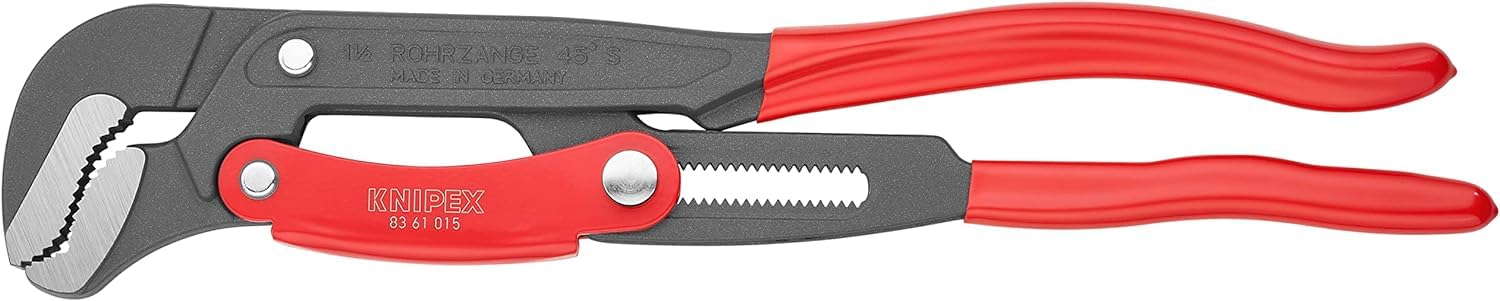 KNIPEX Pipe Wrench S-Type with Fast Adjustment Grey Powder-Coated with Plastic Coating 420 mm, 83 61 015