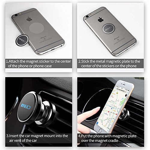 image for Air Vent Phone Holder, MEIDI Universal Magnetic Phone Car Mount 360 Ro