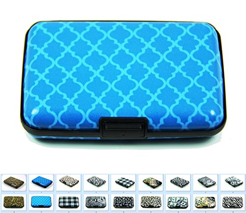Aluminum RFID Blocking Credit Card Holder for Men & Women - Cool Slim Metal Business Card Case (Blue Web) - Thumbnail 7