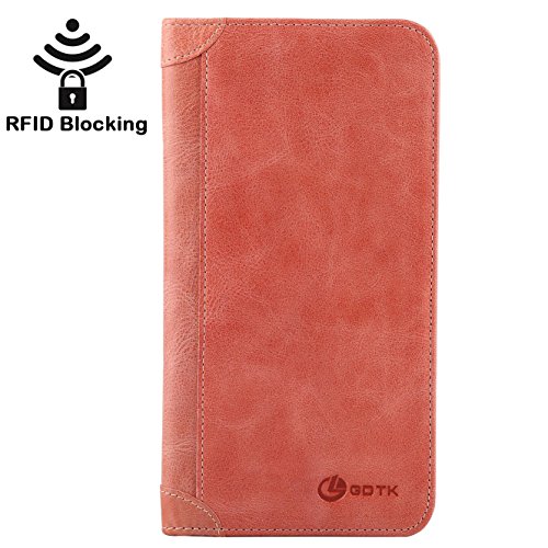 Women's Wallet - Genuine Italian Leather Long Bifold RFID Blocking Wallet (Watermelon Red)