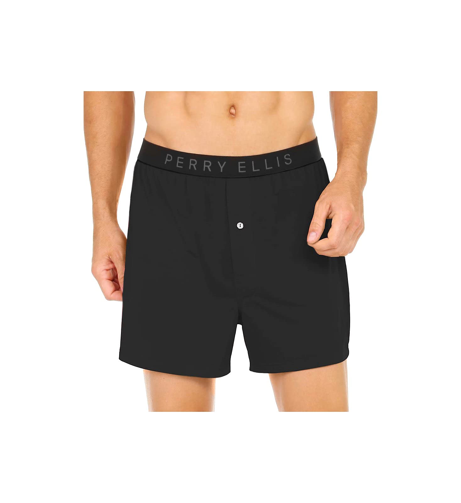 Photo 1 of Perry Ellis Men's Luxe Solid Boxer Shorts, Black, X-Large