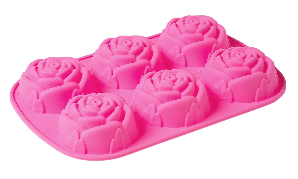 6 Cavity 3D Rose Shaped DIY Silicone Mold for Soap Cake Food Pudding and More