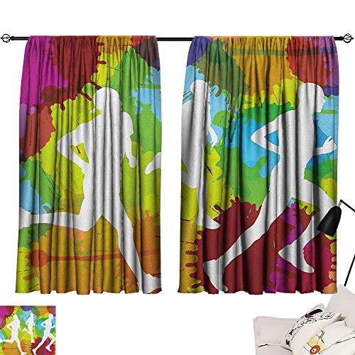 Fitness Household Darkening Curtains Runners Silhouettes On