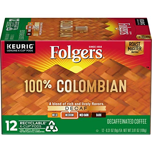 Folgers Decaf 100% Colombian Coffee, Medium Roast, K-Cup Pods for Keurig K-Cup Brewers, 12-Count (Pa - //coolthings.us