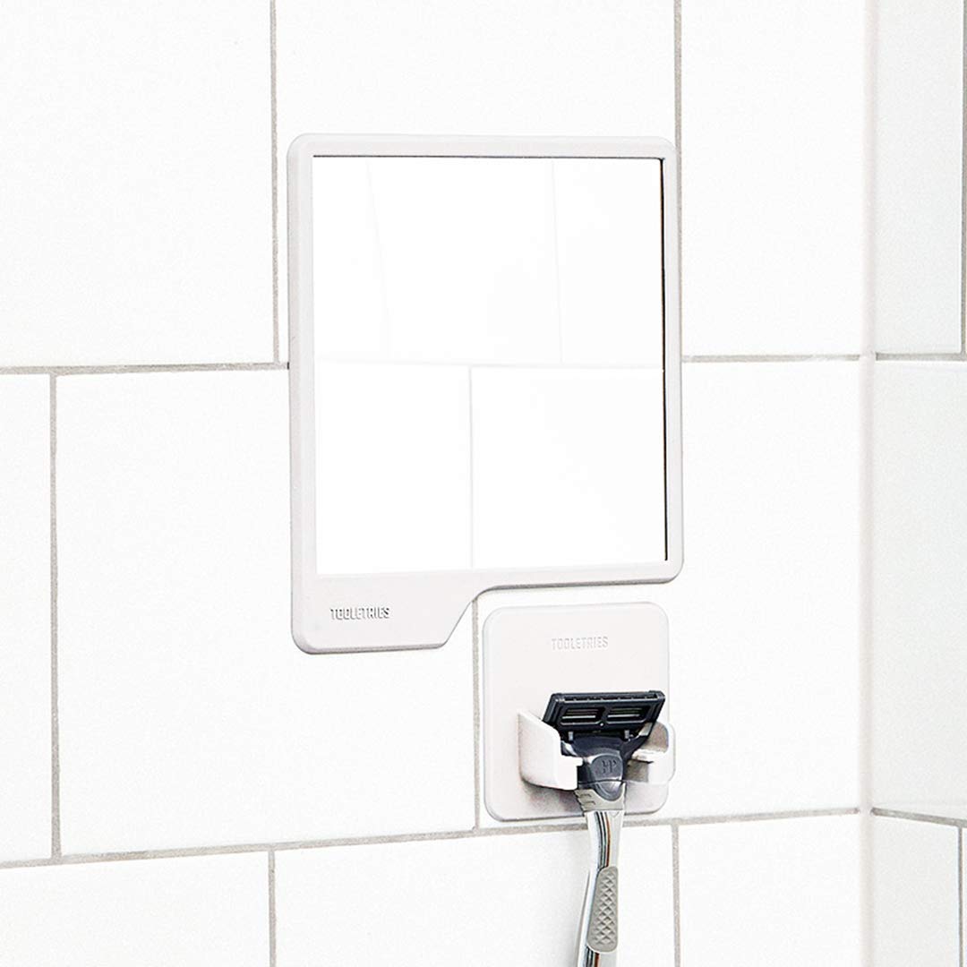 Tooletries - The Oliver (Charcoal) Silicone Waterproof Mighty Mirror, Silicone Toiletry Organizer, Shower And Bathroom. Features Silicone Grip Technology, Shower Mirror: Beauty
