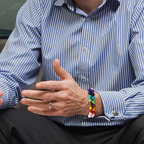 Chakra Bracelet 7 Chakras Healing Crystals Bracelet Adjustable Bracelet Anxiety Aromatherapy Essential Oil Diffuser Yoga Stone Beads Bracelets Meditation Relax Anxiety Bangle