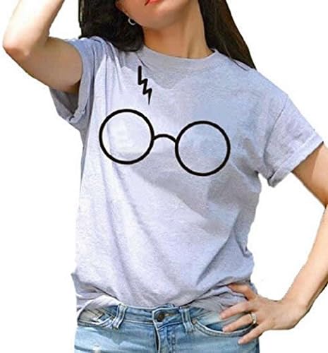 UR Ladies Women Harry Potter Glasses Cute Print Short Sleeve Crew Neck T-Shirts
