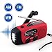 Emergency Radio NOAA Weather Radio Hand Crank AM/FM Portable Radio with Self Powered Solar and 3 LEDS Flashlight 1000mAh Power Bank Phone Charger (RED)