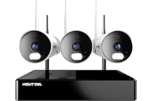 Night Owl 10 Channel Bluetooth Video Home Security Camera System with (3) Wi-Fi IP 4K HD Indoor/Outdoor Spotlight Cameras 2-Way Audio & 1TB Hard Drive (Expandable up to Cameras), BTWN81L-2-3-B