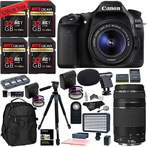 Canon EOS 80D DSLR 1855mm is STM Camera Kit, 128 GB of Memory Cards