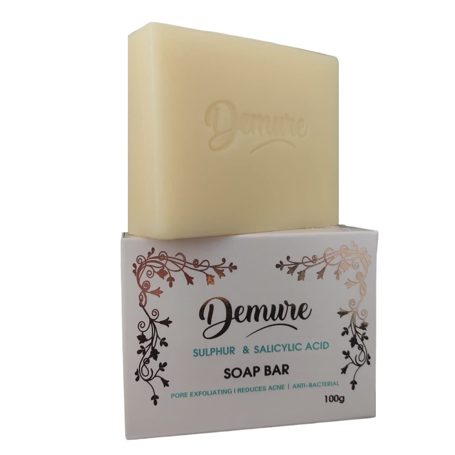 Demure Sulphur and Salicylic Acid Exfoliating Soap Bar, Pore Exfoliating, Reduces Acne, Soothing and Moisturising, Softening Skin, Anti-Blemish