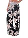 US-straight Women's Floral Print Comfy Stretch Drawstring Palazzo Wide Leg Lounge Pants (M, 0486-Black)