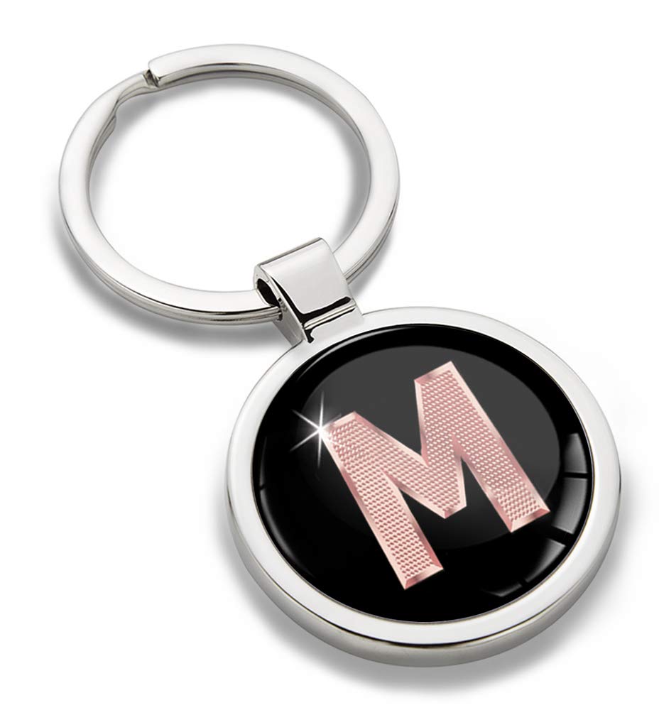 Biomar Labs Letter Keychain Alphabet Initial Keyring 3D Metal Stainless Steel Personalised Initials Charm for Car and Keys Available in Silver Rose Gold or Gold (M in Rose Gold KK 39)