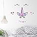 ARTTOP Cute Unicorn Wall Decal Colorful Stars Wall Stickers Removable Moon and Dots Room Decor Flower Decoration Wall Sticker for Girls Bedroom Fairytale Wall Art Home Decor